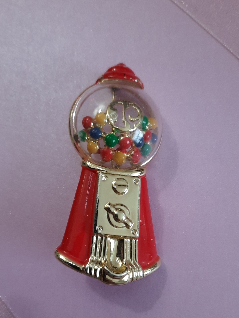 Red Gumball Machine Brooch